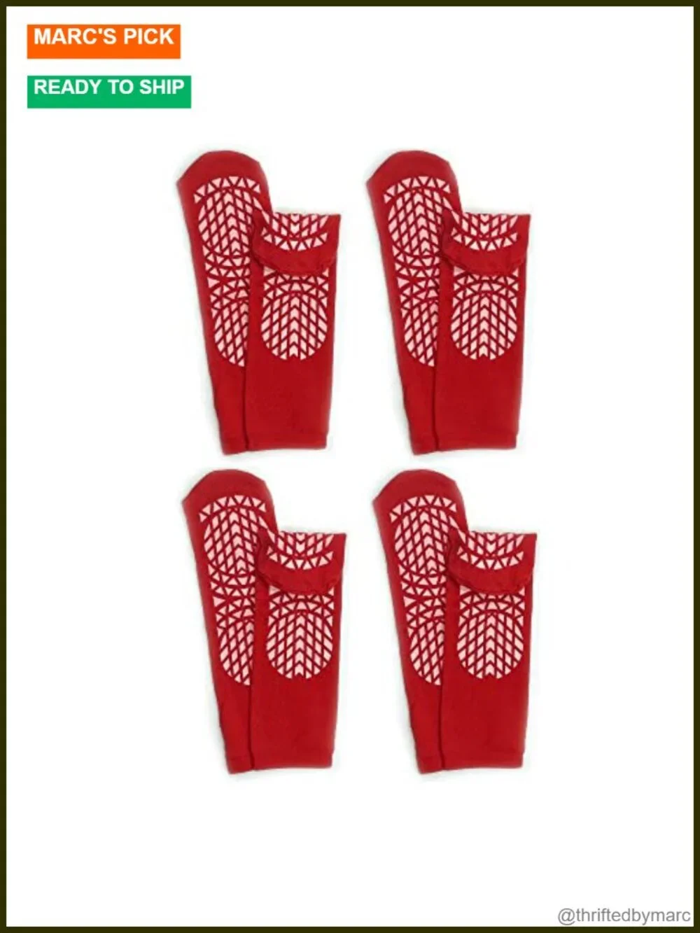 Non-Slip Safety Socks, Double-Sided Tread, 4 Pair, Slipper Socks for Hospital